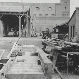 Concrete tests in yards, Wattle Street Depot, corner Fig and Wattle Streets Pyrmont, 1932