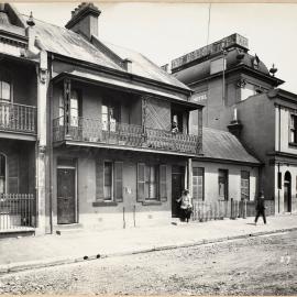 Print - Terrace houses and Bell's Hotel, Bourke Street Woolloomooloo, circa 1921