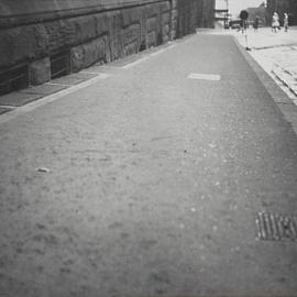 Footway prior to re-paving, Young Street Sydney, 1930
