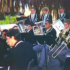 Newington College brass band at Cathedral Square, Sydney, 2000