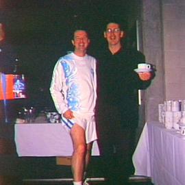Richard West and Christoper Procter at Staff Breakfast at Cook and Phillip Park, Sydney, 2000