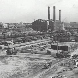 Print - Construction of the City Municipal Fruit Market Building Number 3 in Haymarket, 1910