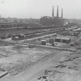 Print - Construction of the City Municipal Fruit Market Building Number 3 in Haymarket, 1910