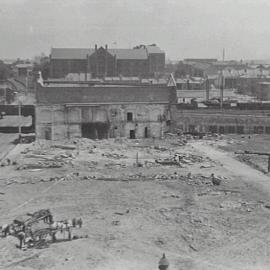 Print - Construction of the City Municipal Fruit Market Building Number 3 in Haymarket, 1910