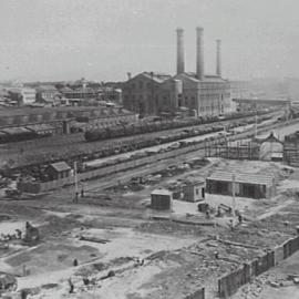 Print - Construction of the City Municipal Fruit Market Building Number 3 in Haymarket, 1910