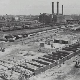 Print - Construction of the City Municipal Fruit Market Building Number 3 in Haymarket, 1910