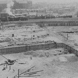 Print - Construction of the City Municipal Fruit Market Building Number 3 in Haymarket, 1910