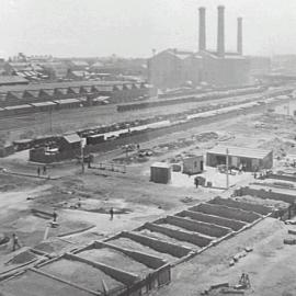 Print - Construction of the City Municipal Fruit Market Building Number 3 in Haymarket, 1910