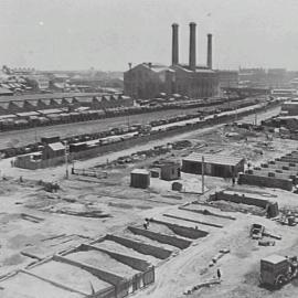 Print - Construction of the City Municipal Fruit Market Building Number 3 in Haymarket, 1910