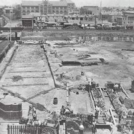 Print - Construction of the City Municipal Fruit Market Building Number 3 in Haymarket, 1910