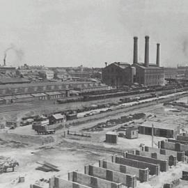 Print - Construction of the City Municipal Fruit Market Building Number 3 in Haymarket, 1910