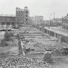 Print - Construction of the City Municipal Fruit Market Building Number 3 in Haymarket, 1910