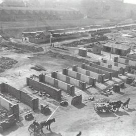 Print - Construction of the City Municipal Fruit Market Building Number 3 in Haymarket, 1911