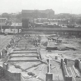 Print - Construction of the City Municipal Fruit Market Building Number 3 in Haymarket, 1911