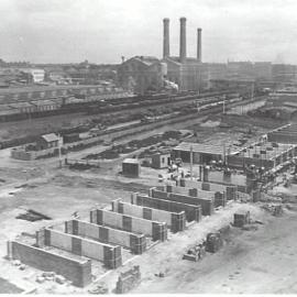 Print - Construction of the City Municipal Fruit Market Building Number 3 in Haymarket, 1911