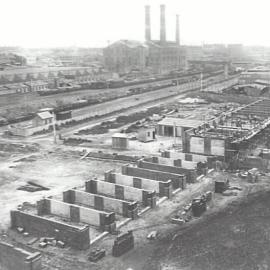 Print - Construction of the City Municipal Fruit Market Building Number 3 in Haymarket, 1911