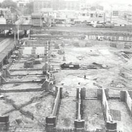 Print - Construction of the City Municipal Fruit Market Building Number 3 in Haymarket, 1911