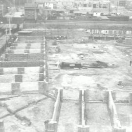 Print - Construction of the City Municipal Fruit Market Building Number 3 in Haymarket, 1911