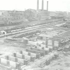 Print - Construction of the City Municipal Fruit Market Building Number 3 in Haymarket, 1911