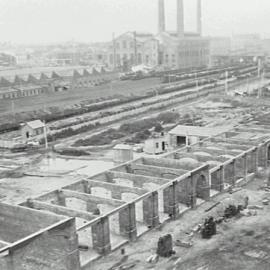 Print - Construction of the City Municipal Fruit Market Building Number 3 in Haymarket, 1911