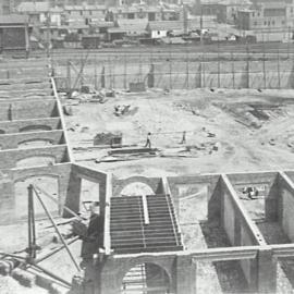 Print - Construction of the City Municipal Fruit Market Building Number 3 in Haymarket, 1911