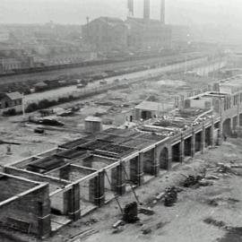 Print - Construction of the City Municipal Fruit Market Building Number 3 in Haymarket, 1911