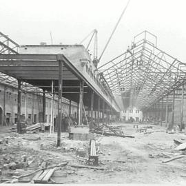 Print - Construction of the City Municipal Fruit Market Building Number 3 in Haymarket, 1911