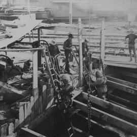 Print - Hard hat divers working on Pyrmont Power Station Jones Bay Sydney, 1913