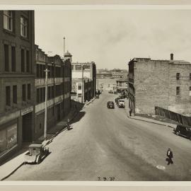 Print - Streetscape towards Wing Sang and Company building, Harbour Street Sydney, 1937