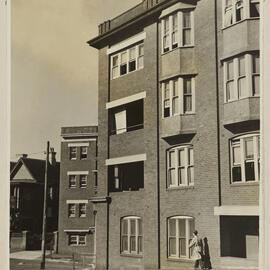 Print -  Streetscape with Kilburn Hall, Elizabeth Bay Road and Roslyn Gardens Kings Cross, 1940