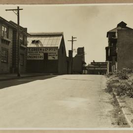 Print - Streetscape with T. Green & Company engineers, Lambert Street Camperdown, 1940