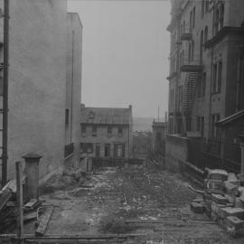 Print - Demolition work preparing for Sydney Municipal Council substation workshop and stores, George Street Sydney, 1917