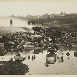 Print - Burning rubbish at Fowler's Tip, Camperdown, 1922