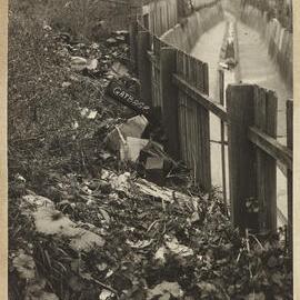 Print - Garbage and open drain in Water Street Camperdown, 1923