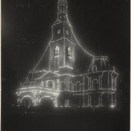Print - Town Hall Illuminations, George Street Sydney 1920