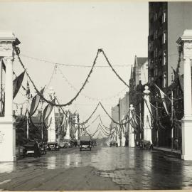 Print - Street decorations for Royal Visit, Macquarie Street Sydney, 1920