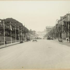 Print - Street decorations for Royal Visit, College Street Sydney, 1920