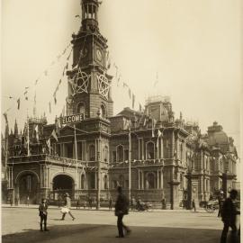 Print - Sydney Town Hall decorations, George Street Sydney, 1924