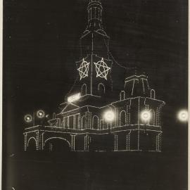 Print - Sydney Town Hall Illuminations, George Street Sydney, 1924