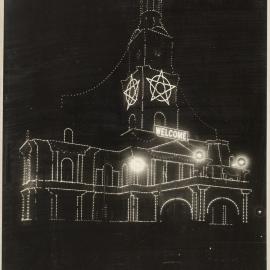 Print - Sydney Town Hall Illuminations, George Street Sydney, 1924