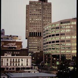 Town Hall House, twilight view, Kent Street Sydney, 1991