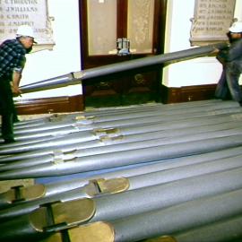 Pipes removed from the Sydney Town Hall Grand Organ, George Street Sydney, 1991