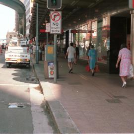Shoppers walking past Grace Brothers, Market Street Sydney, 1988