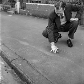 Damaged footpath and gutter, Newtown, 1952