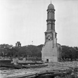 Tower at Exhibition Building demolition site, Prince Alfred Park, Chalmers Street Surry Hills, 1954