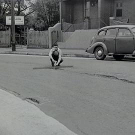 Road repairs, Burren Street Newtown, 1954