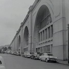 Streetscape and Bradfield Highway ramp, York Street North The Rocks, 1956