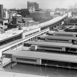 Cahill Expressway construction, elevated roadway, Circular Quay Sydney, 1957