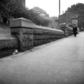 Footpath and wall, Australian Museum, William Street Sydney, 1961