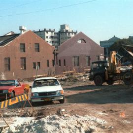 Construction site, Carillon Avenue Camperdown, 1984